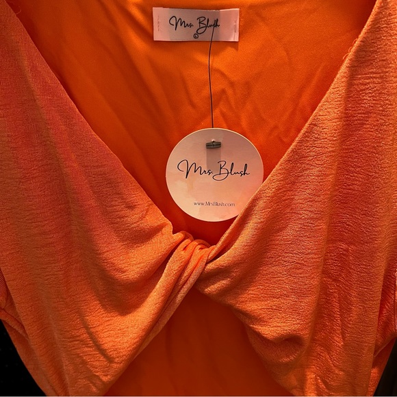 Orange midi cutout twist knot long sleeve - Picture 3 of 3